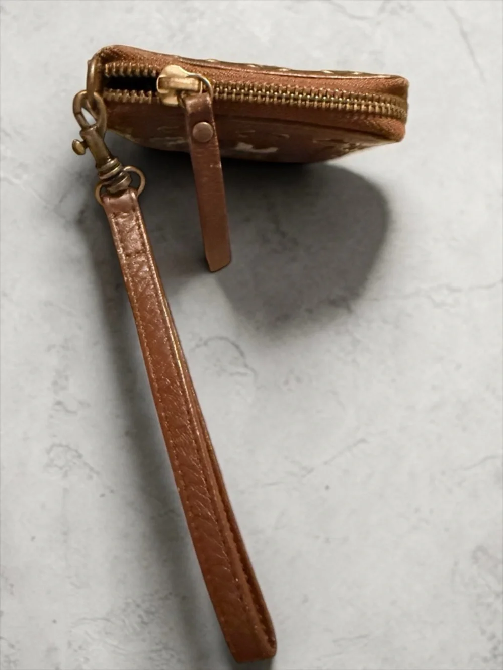 Isabella Fiore Leather Wristlet Wallet Boho Cross Stitch Rose Zip Around Vintage